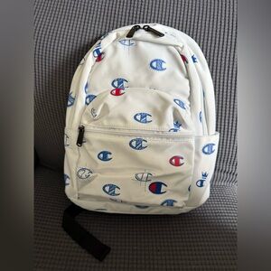 Champion White and Blue Logo mini Backpack